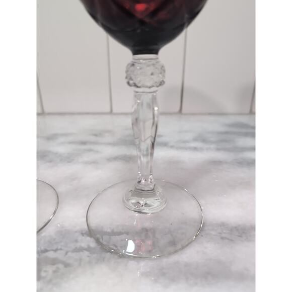 Cristal D'Arques-Durand Ruby‎ Goblet Set, Water Wine Glasses, Red/Clear Glass - Picture 8 of 10
